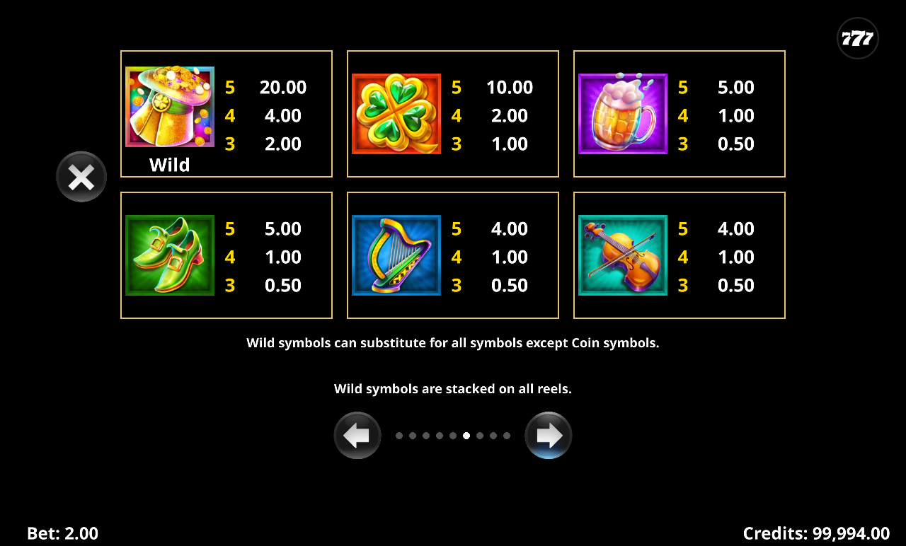 3 Lucky Rainbows information screen