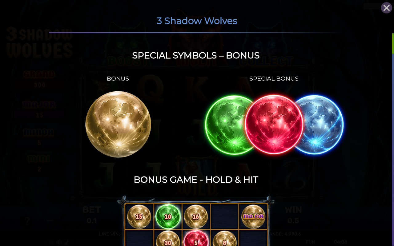 3 Shadow Wolves information screen