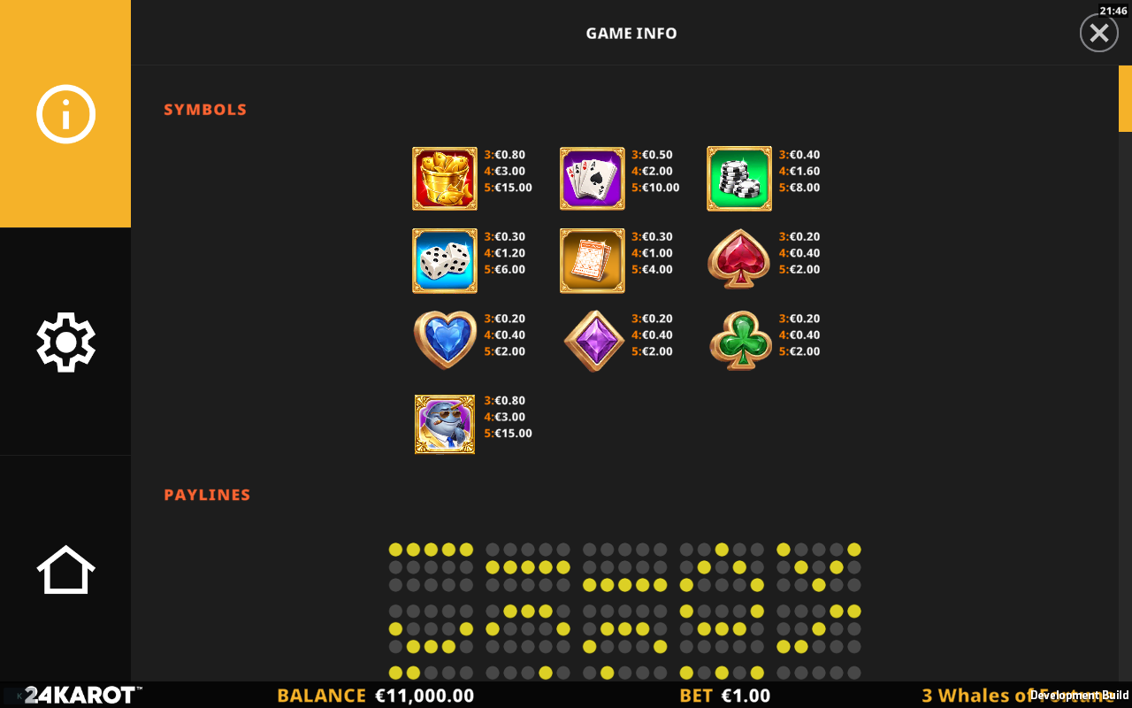 3 Whales of Fortune Lock 'em & Load 'em information screen