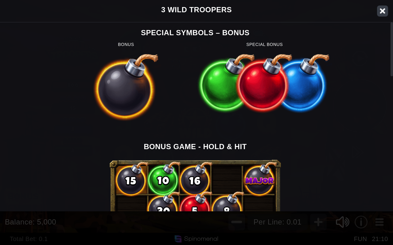 3 Wild Troopers information screen