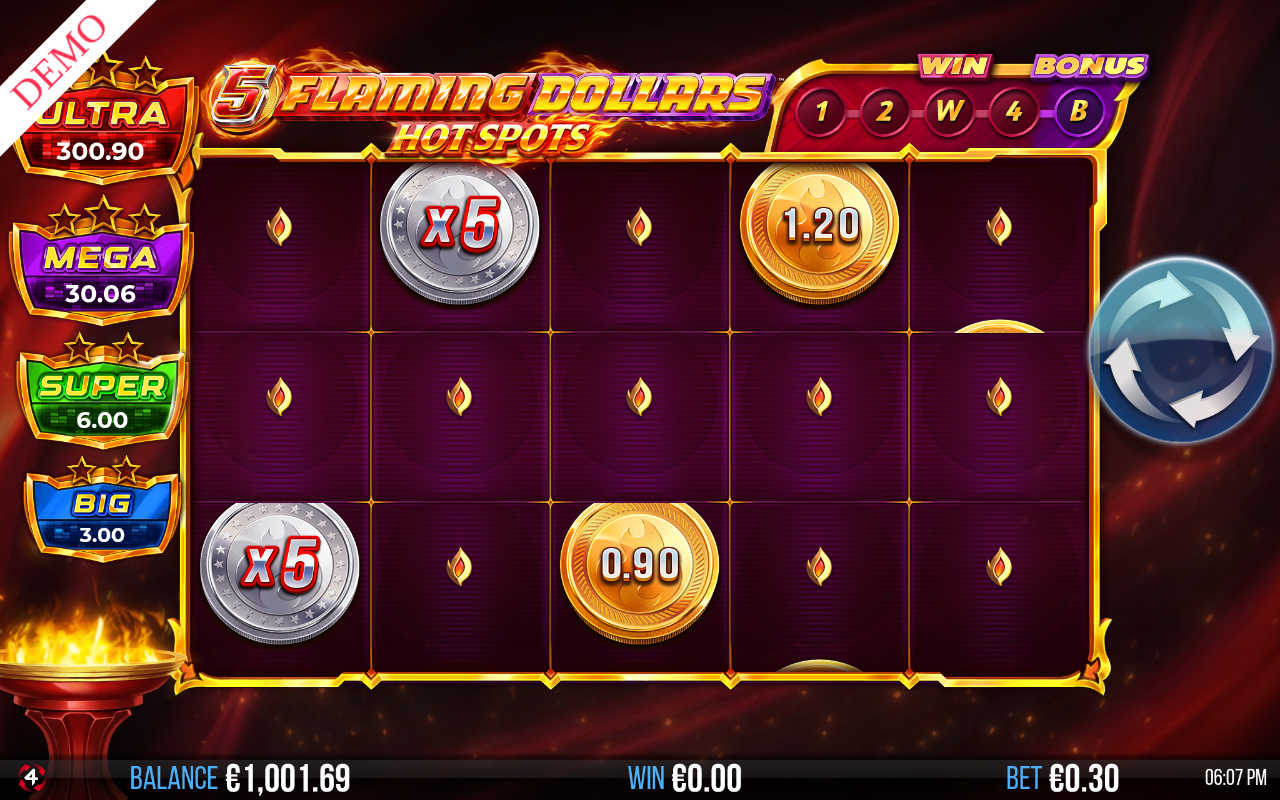 5 Flaming Dollars Hot Spots Hot Respins gameplay
