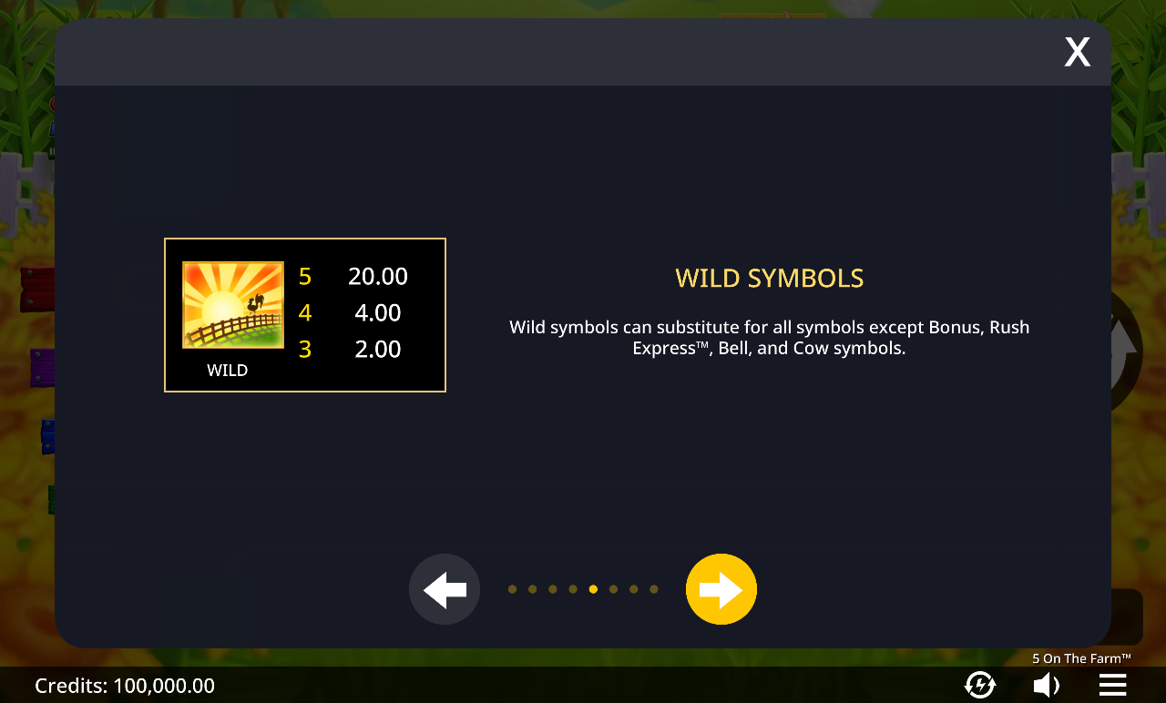 5 on the Farm information screen