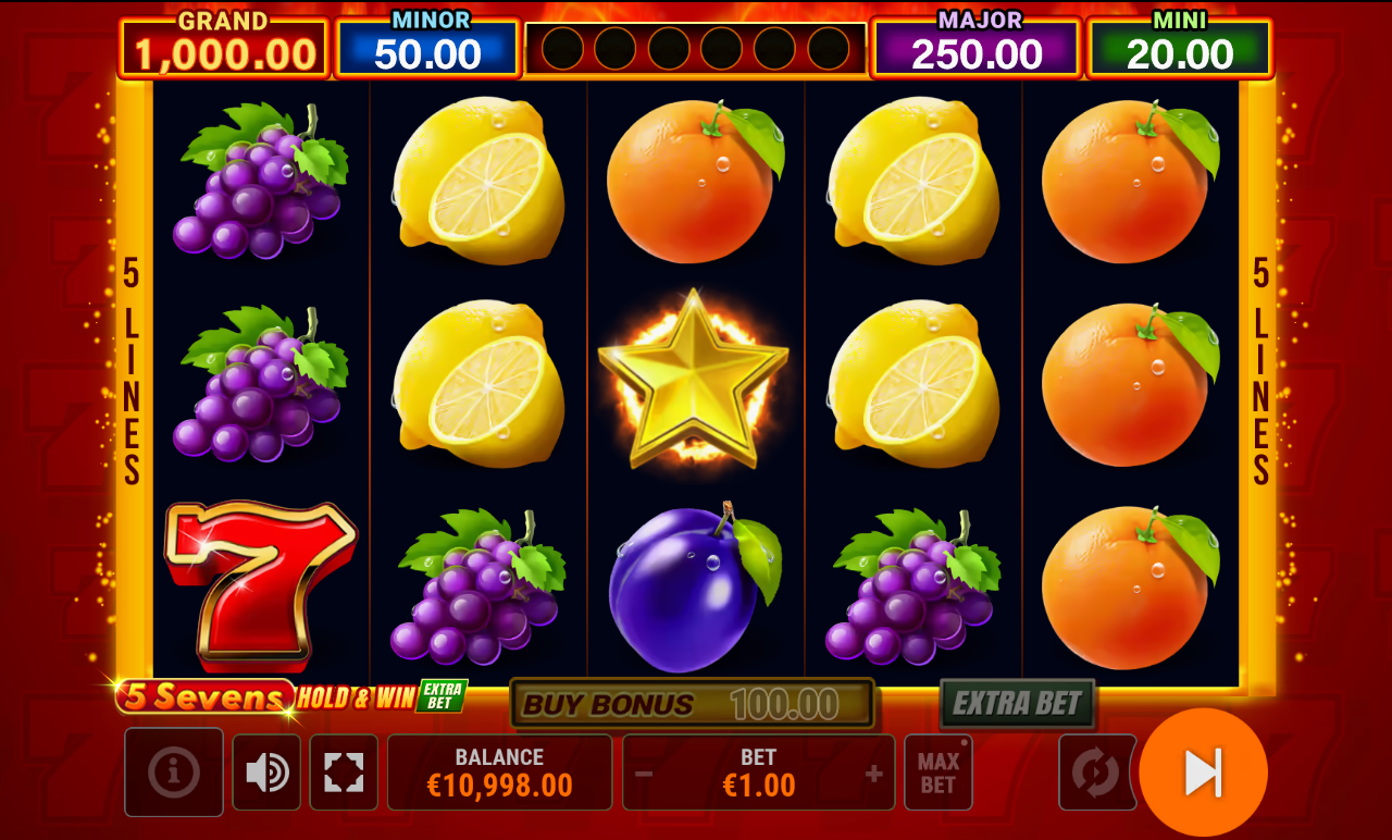 5 Sevens Hold & Win Extra Bet gameplay