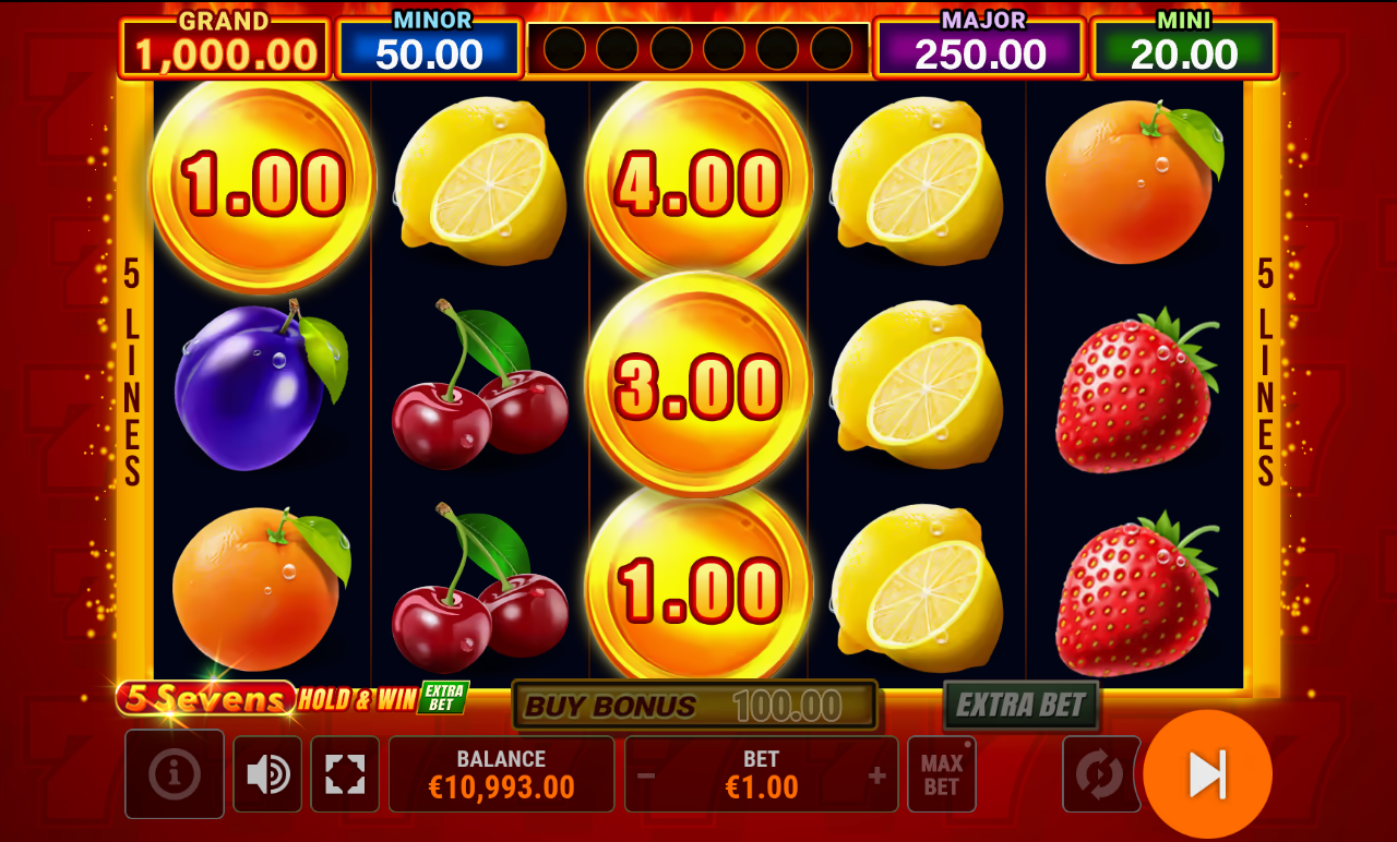 5 Sevens Hold & Win Extra Bet gameplay