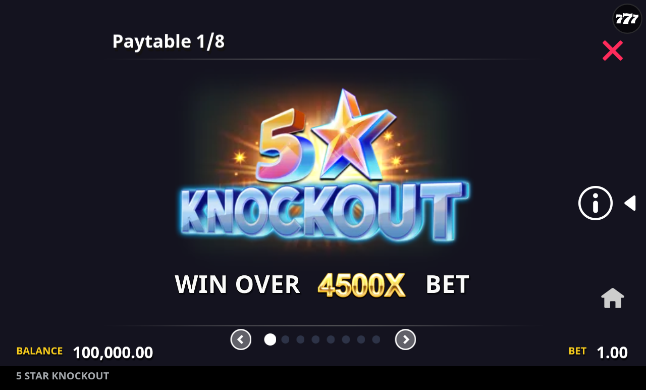 5 Star Knockout information screen