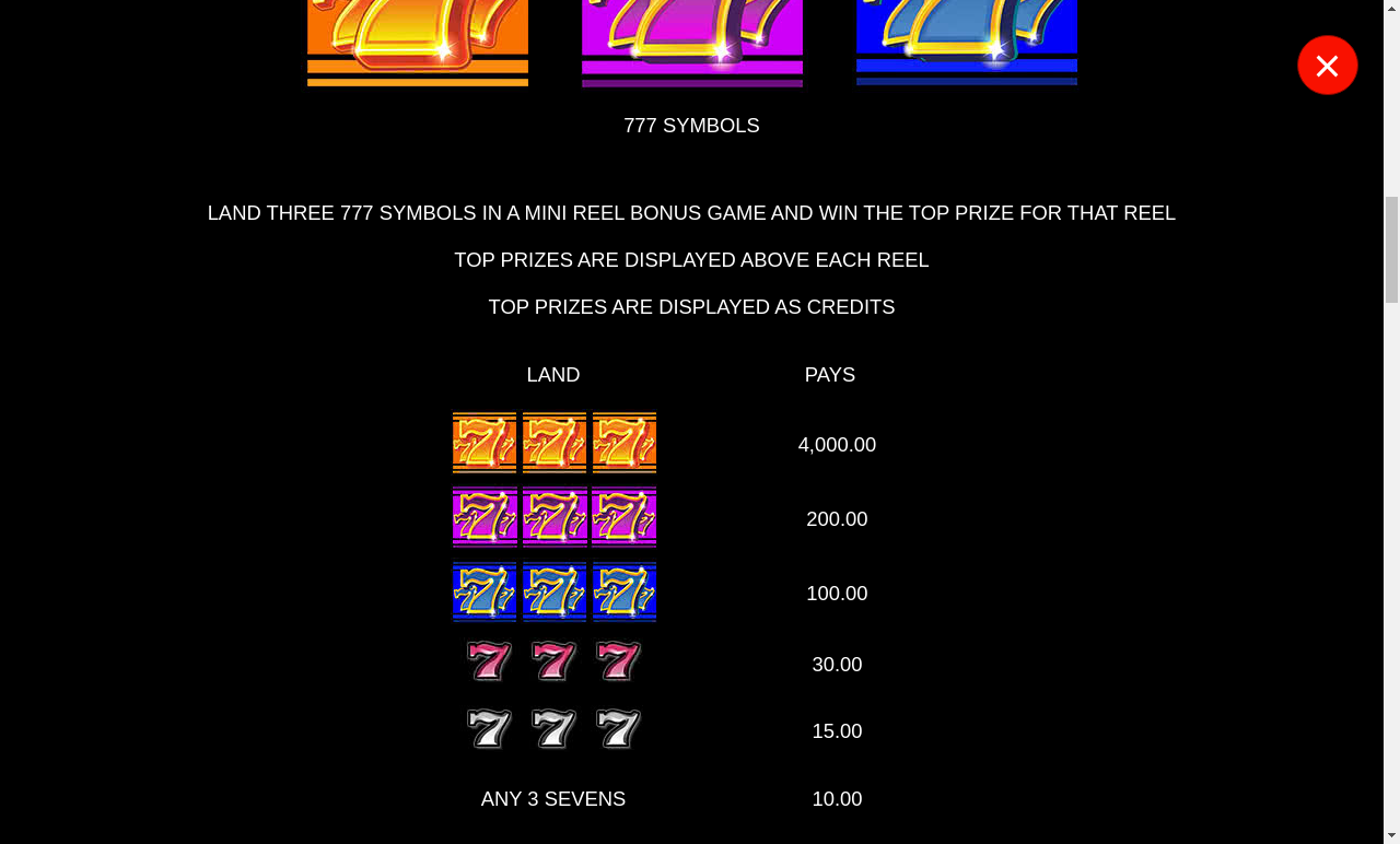 777 Surge information screen