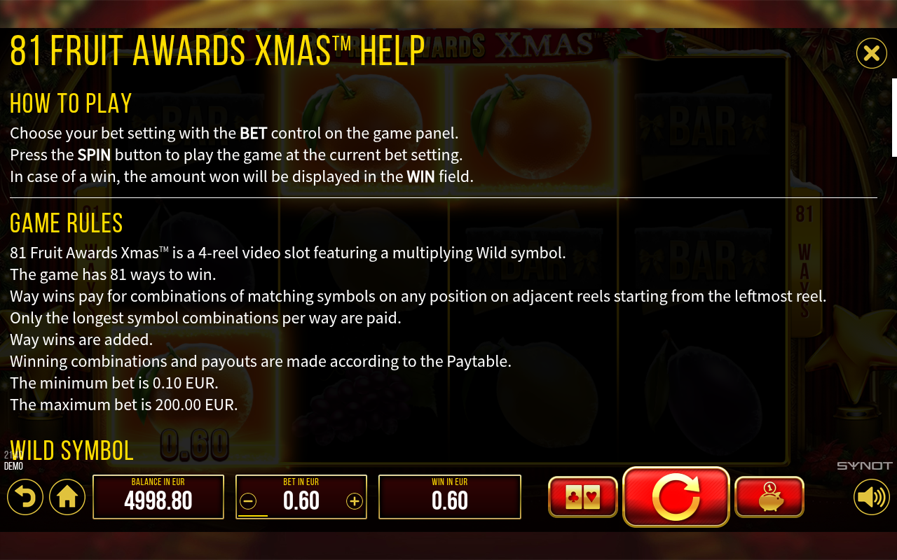 81 Fruit Awards Xmas information screen