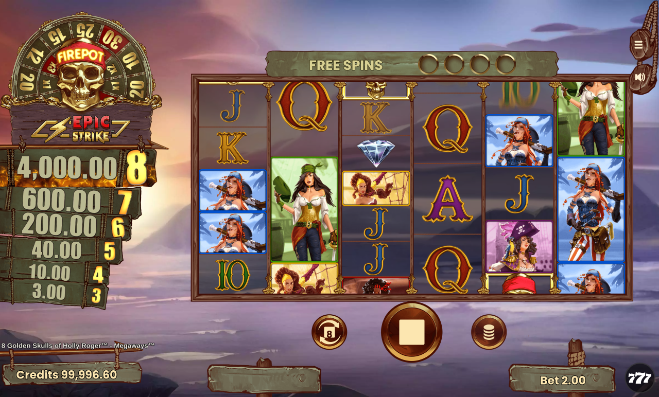 8 Golden Skulls of Holly Roger MEGAWAYS gameplay