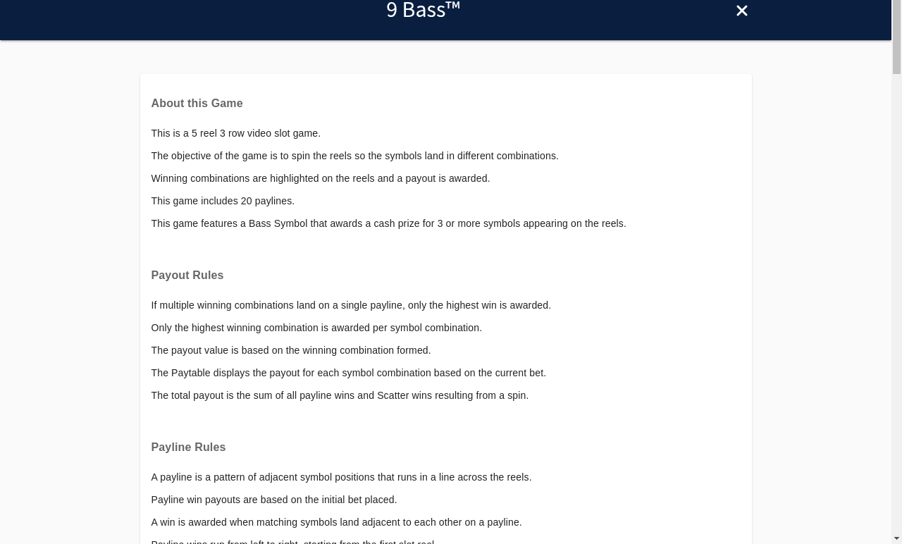 9 Bass information screen