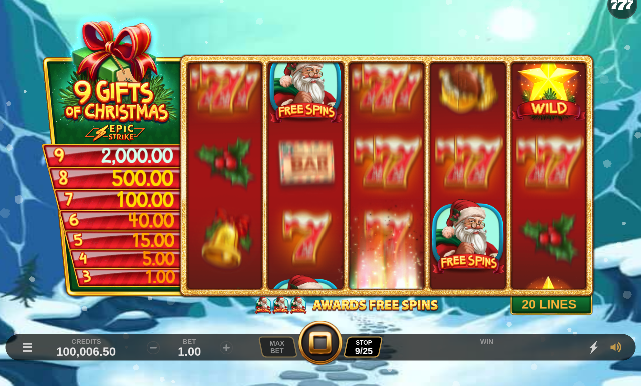 9 Gifts Of Christmas free spins trigger
