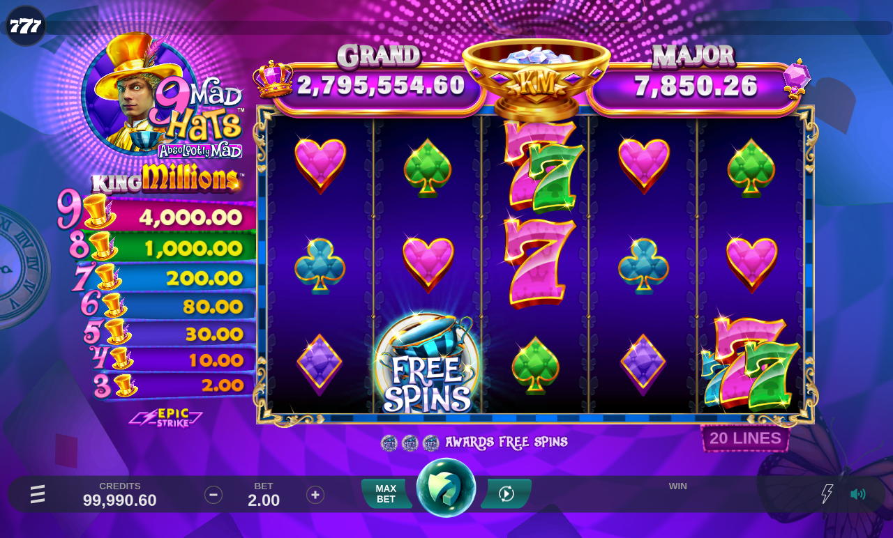 9 Mad Hats King Millions gameplay