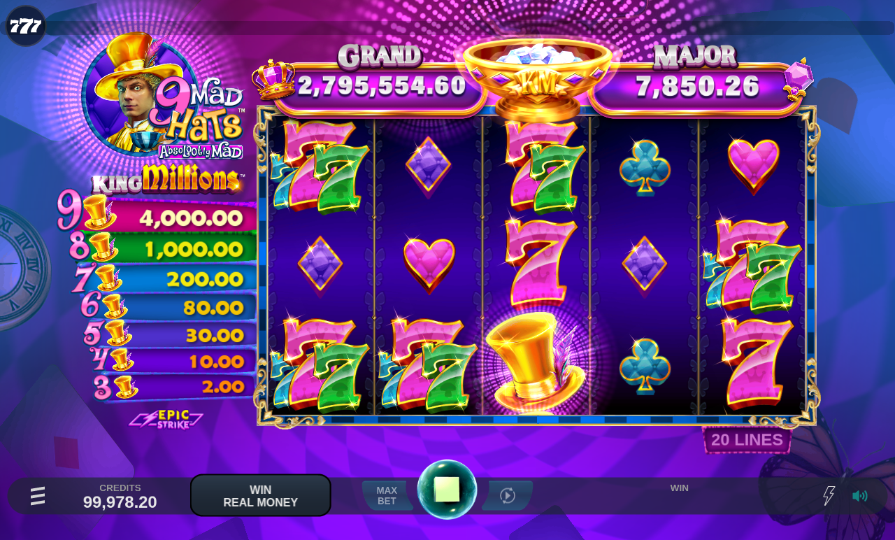 9 Mad Hats King Millions gameplay