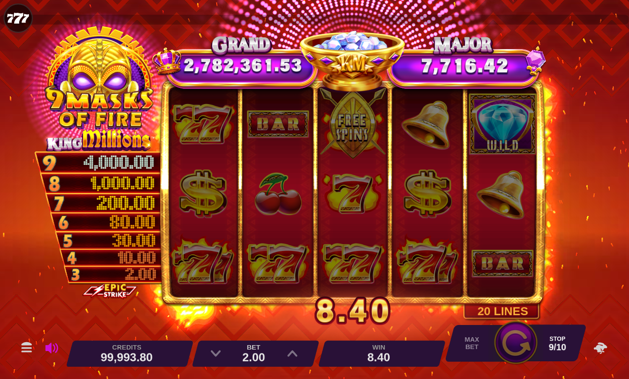 9 Masks of Fire King Millions gameplay