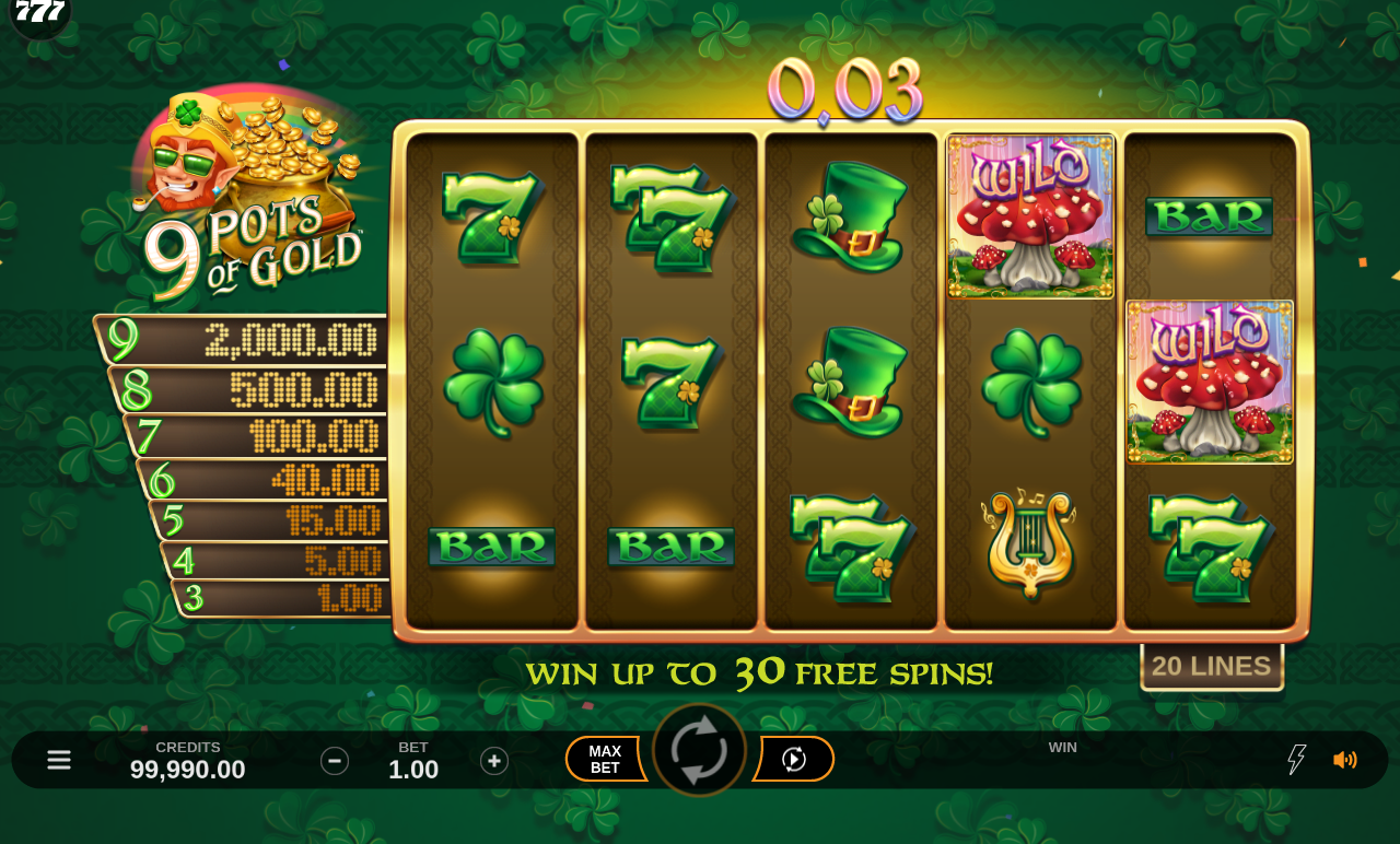 9 Pots of Gold gameplay