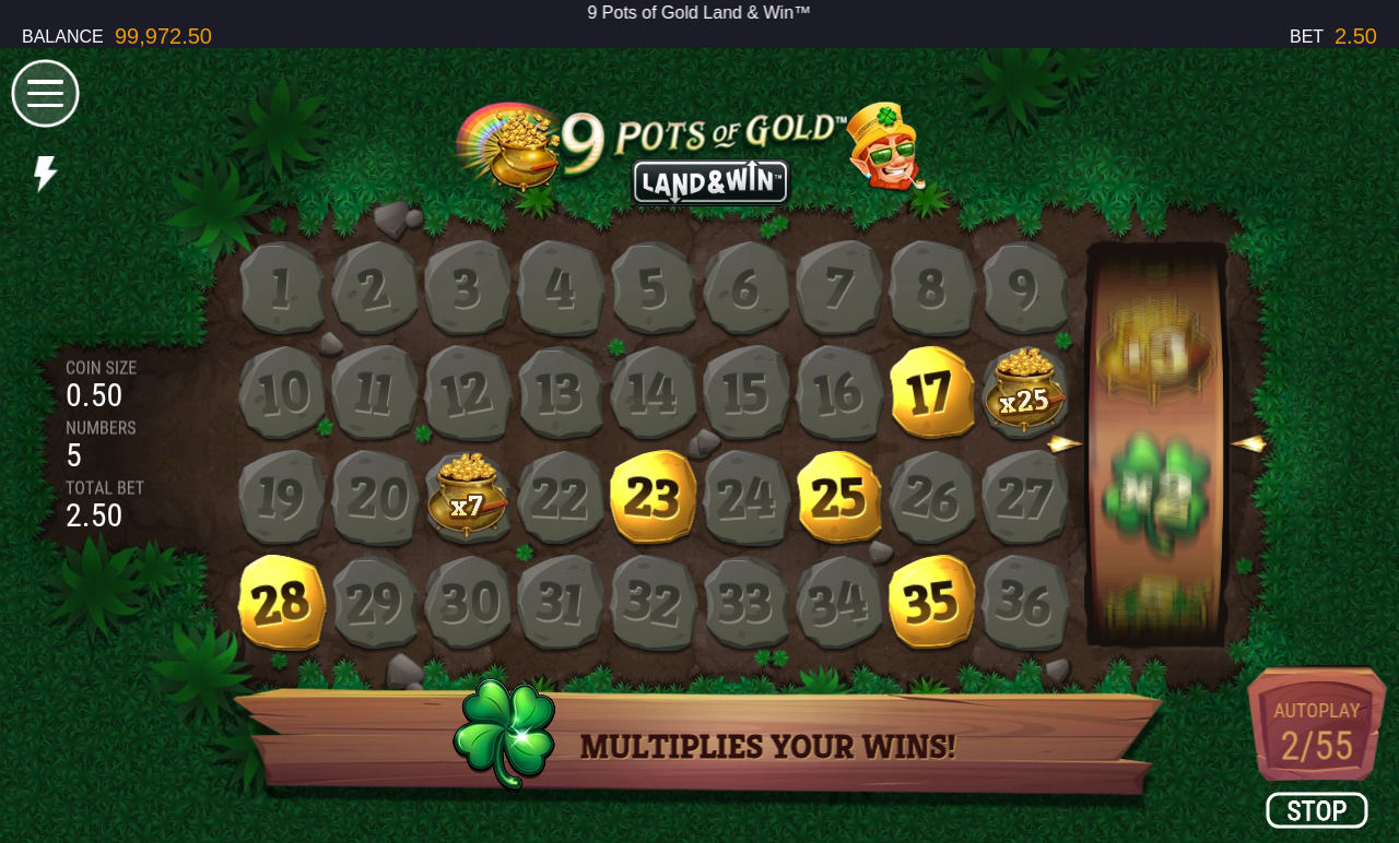9 Pots of Gold Land & Win gameplay