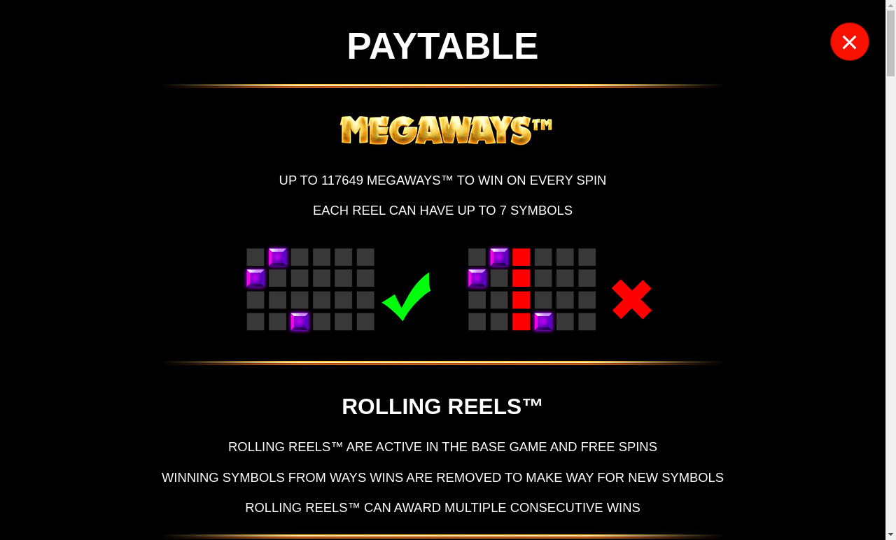 9 Pots of Gold Megaways information screen