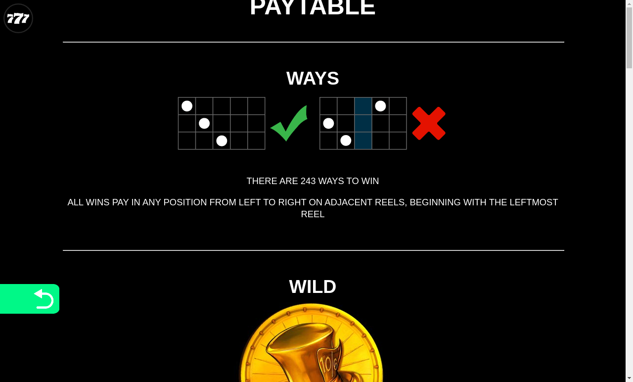 Absolootly Mad Mega Moolah ways to win information screen