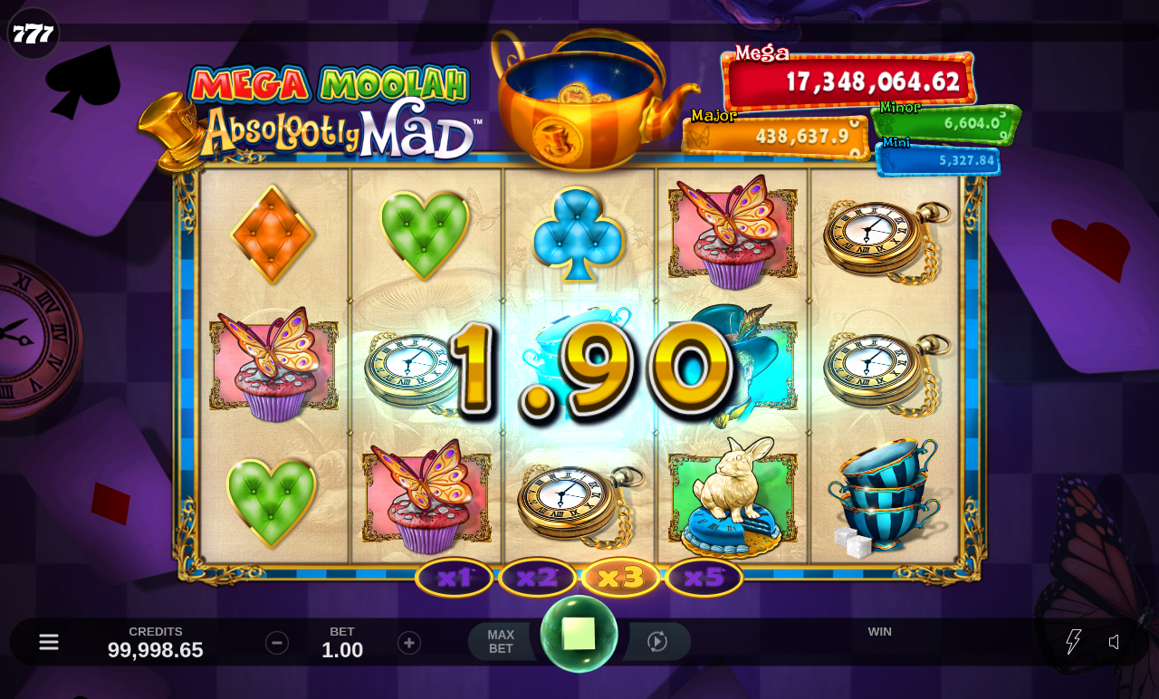 Absolootly Mad Mega Moolah Rolling Reels gameplay