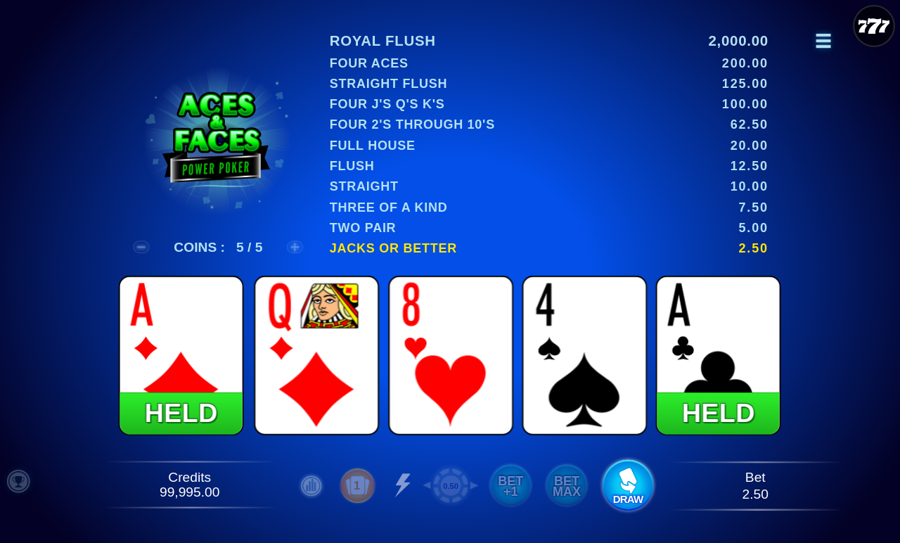 Aces & Faces - Power Poker gameplay