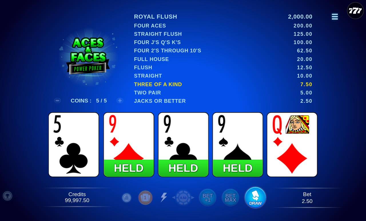 Aces & Faces - Power Poker gameplay