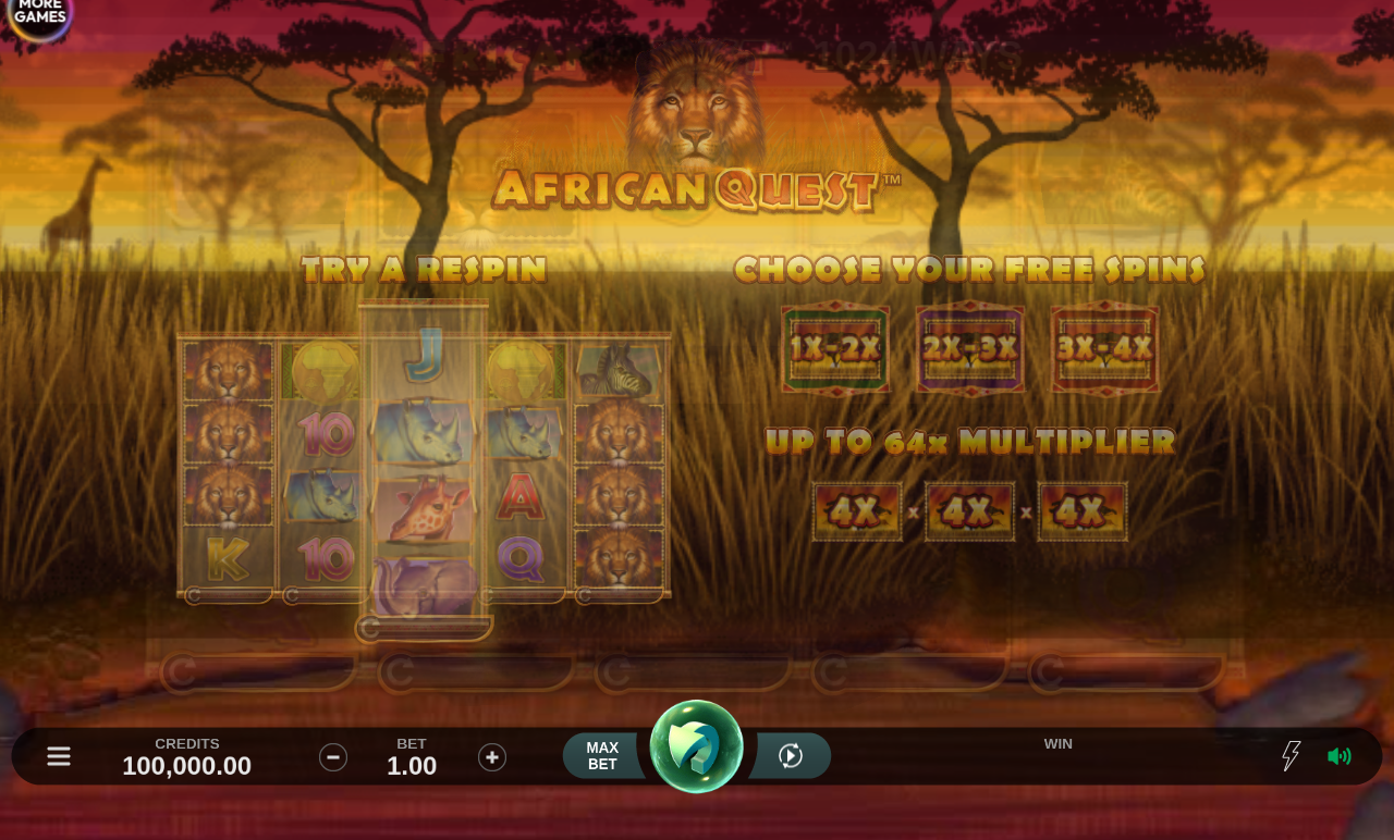 African Quest information screen
