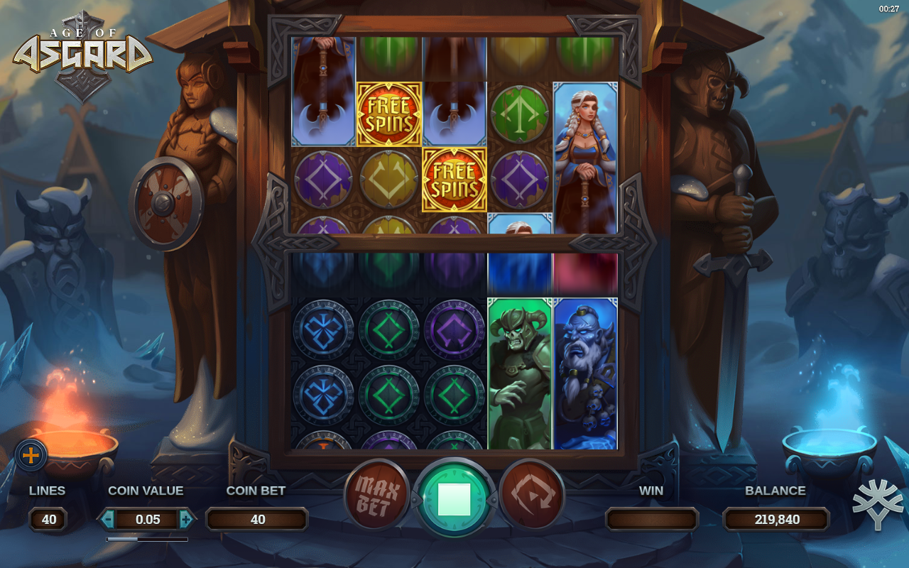 Age of Asgard free spin symbols in play