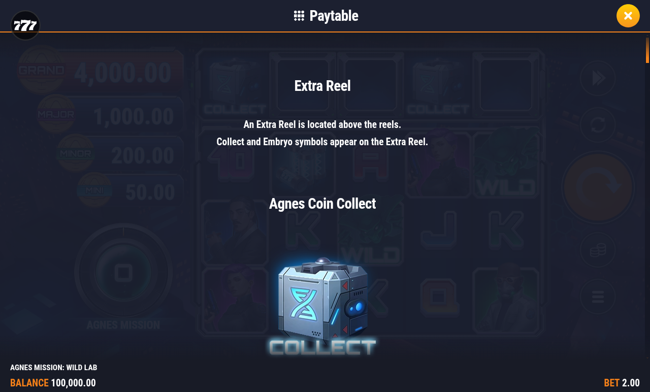 Agnes Mission: Wild Lab information screen