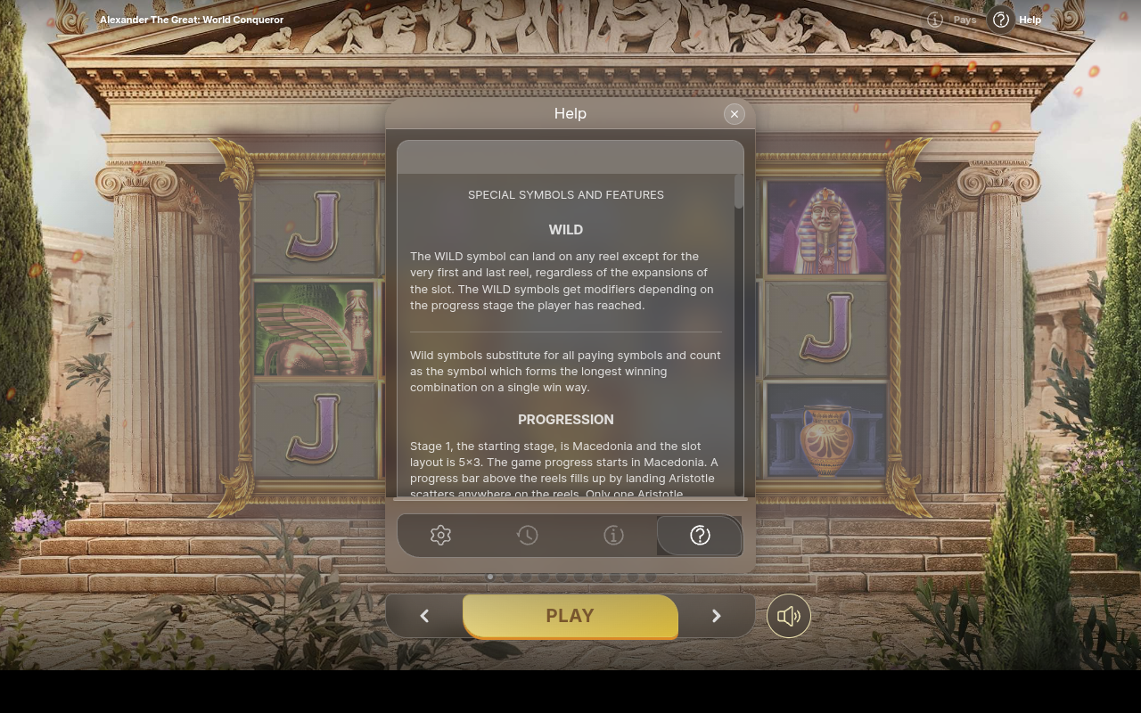Alexander the Great: World Conqueror information screen