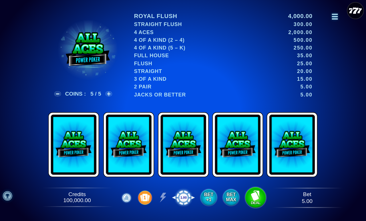 All Aces - Power Poker base game