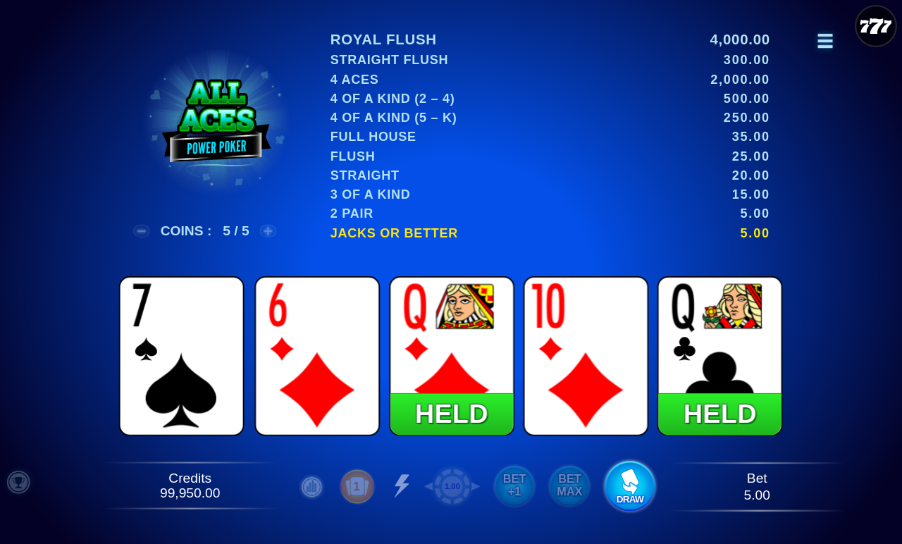 All Aces - Power Poker gameplay