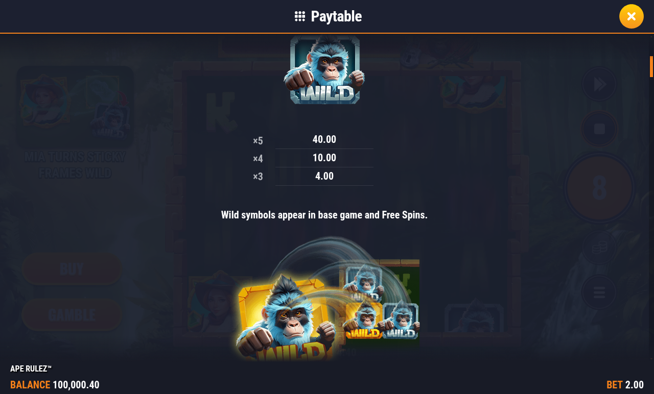 APE RULEZ information screen