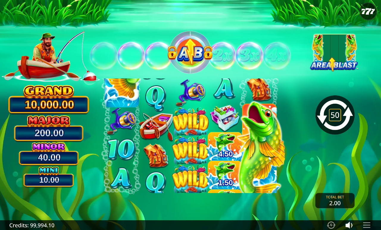 Area Blast Double Bass gameplay showing stacked wilds