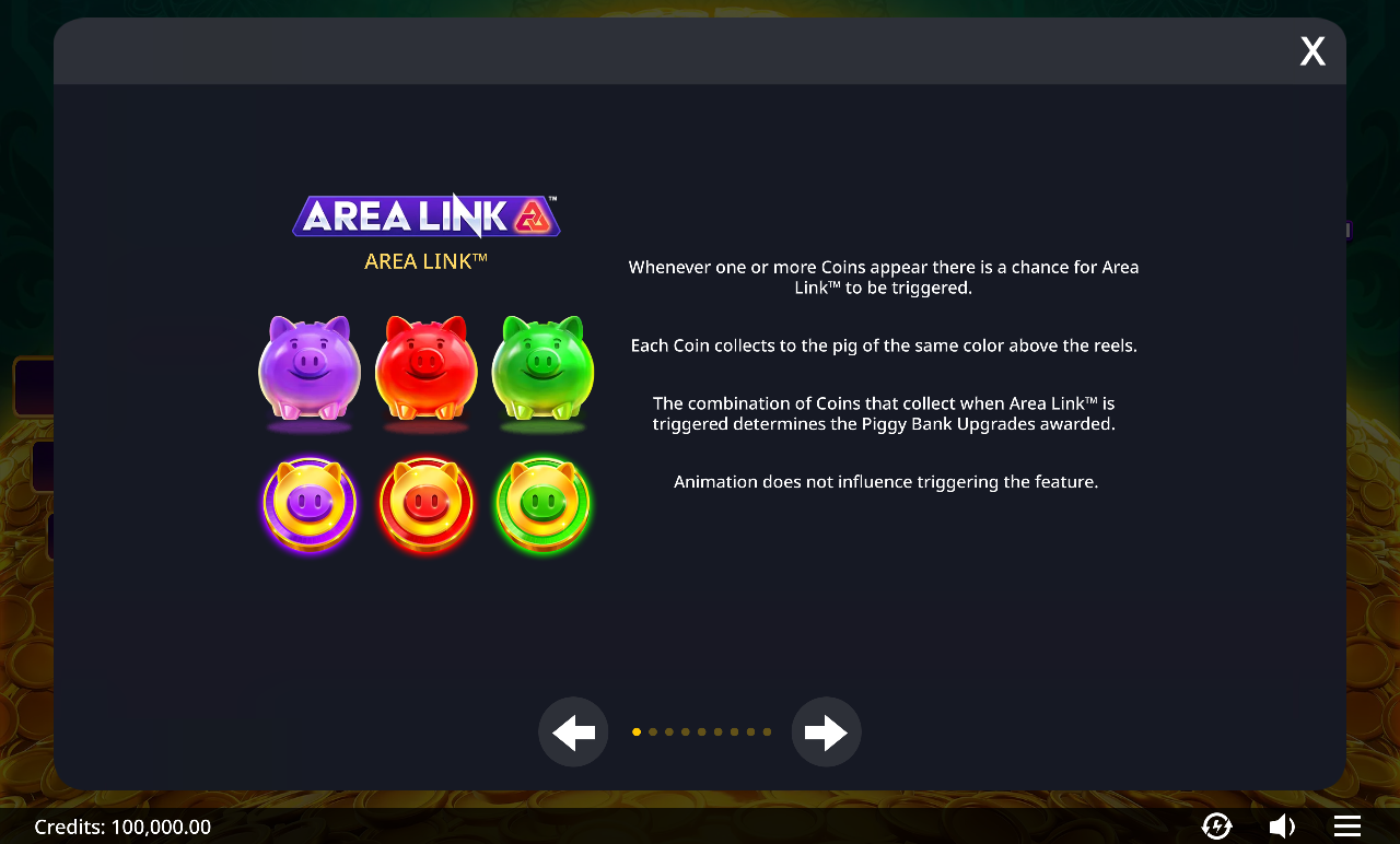 Area Link Piggy Bank Area Link feature rules