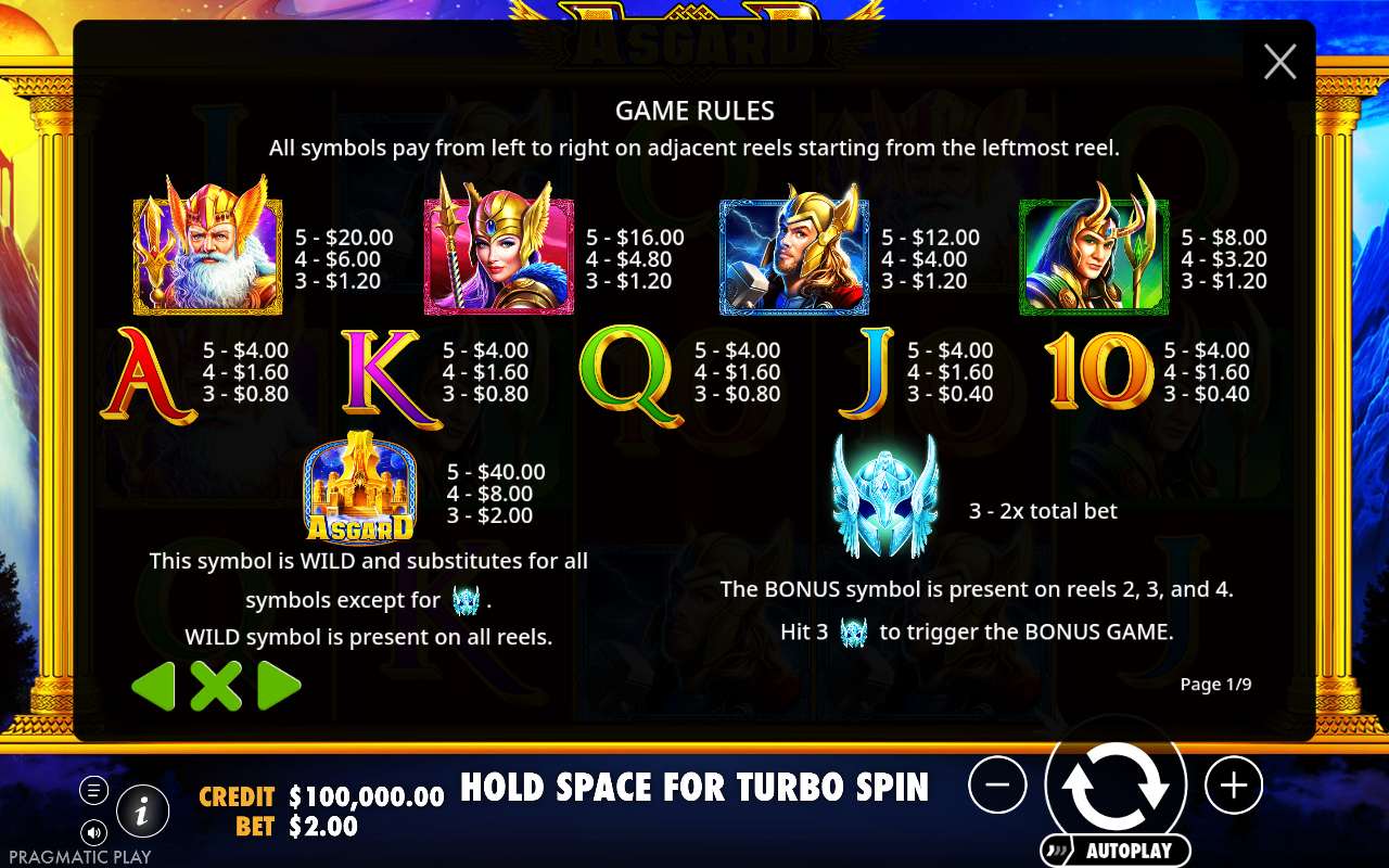 Asgard information screen