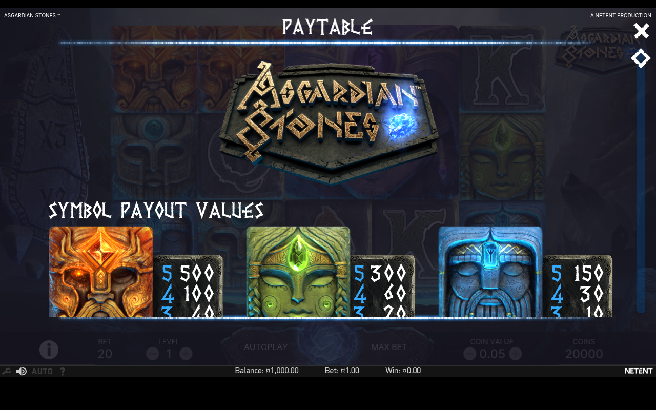 Asgardian Stones information screen