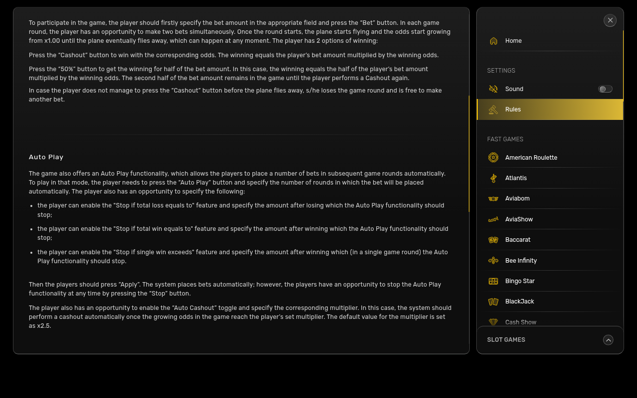 Avixo cashout rules screen