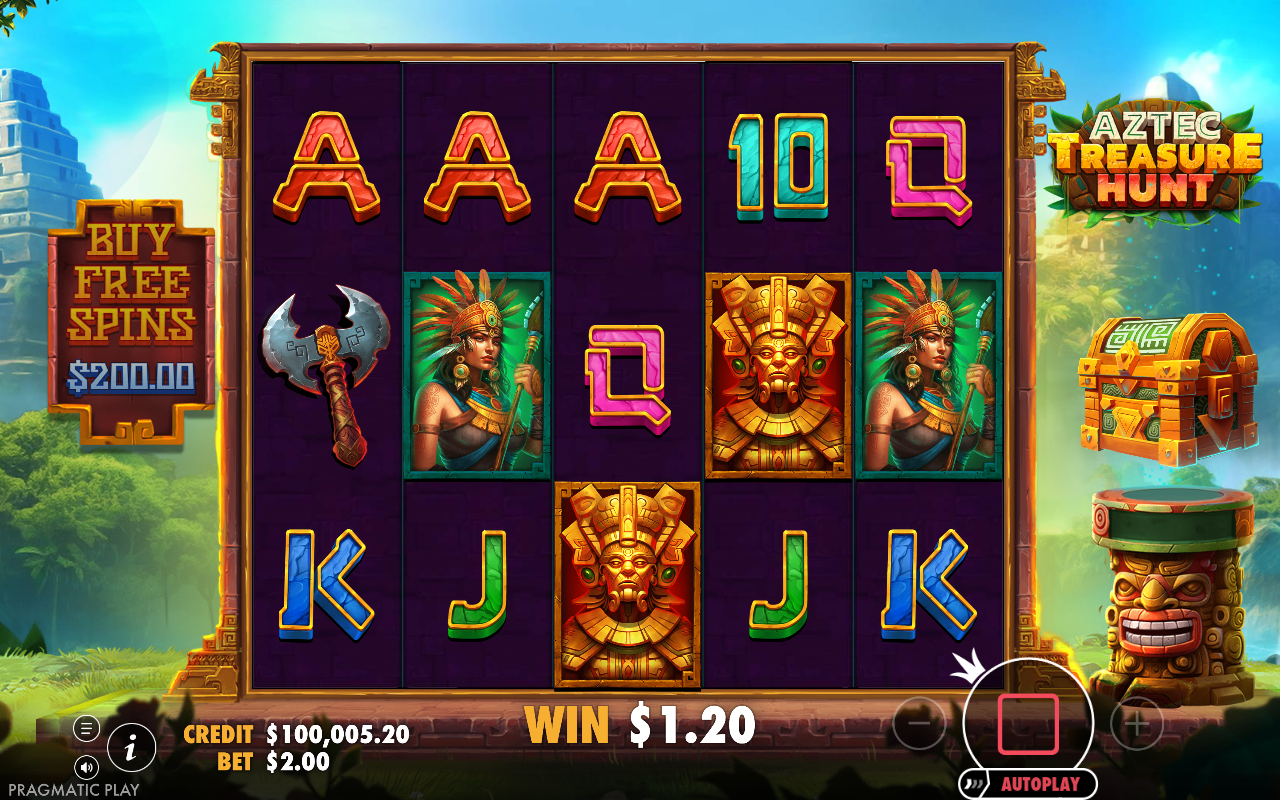 Aztec Treasure Hunt money symbols on the reels