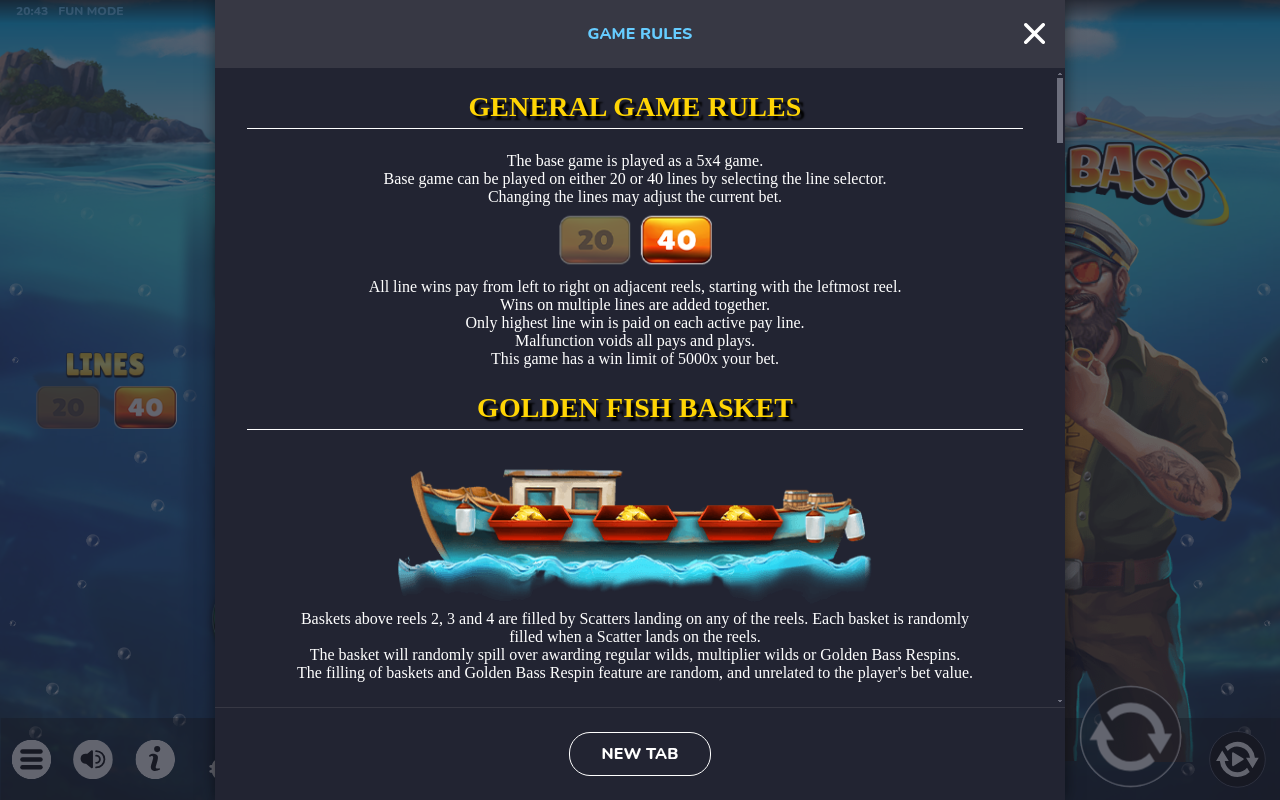Bad Bass information screen