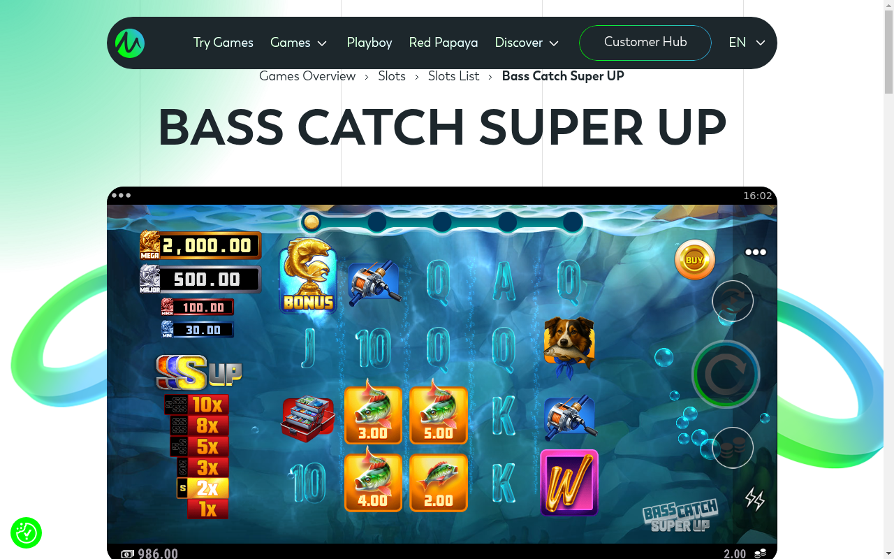 Bass Catch SUPER UP gameplay with Fisherman Collect symbol