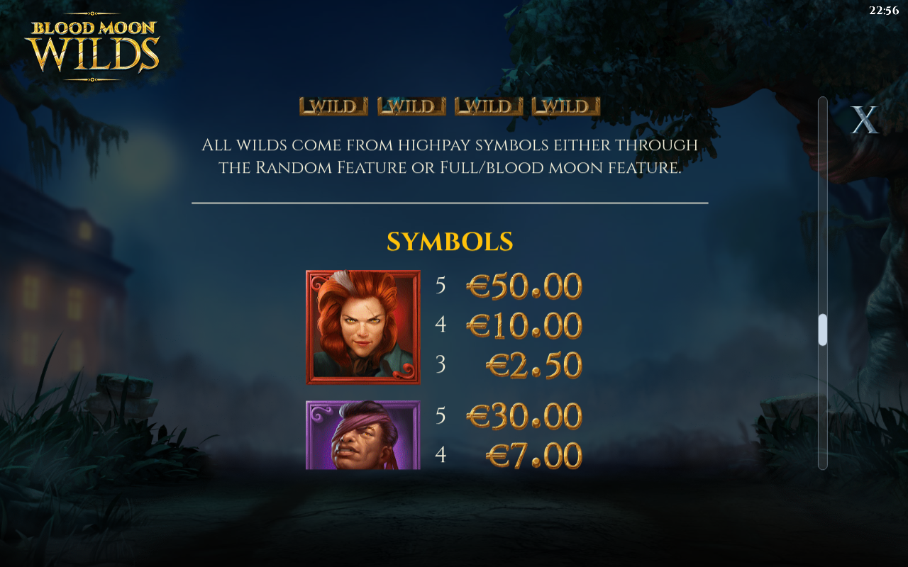 Blood Moon Wilds information screen