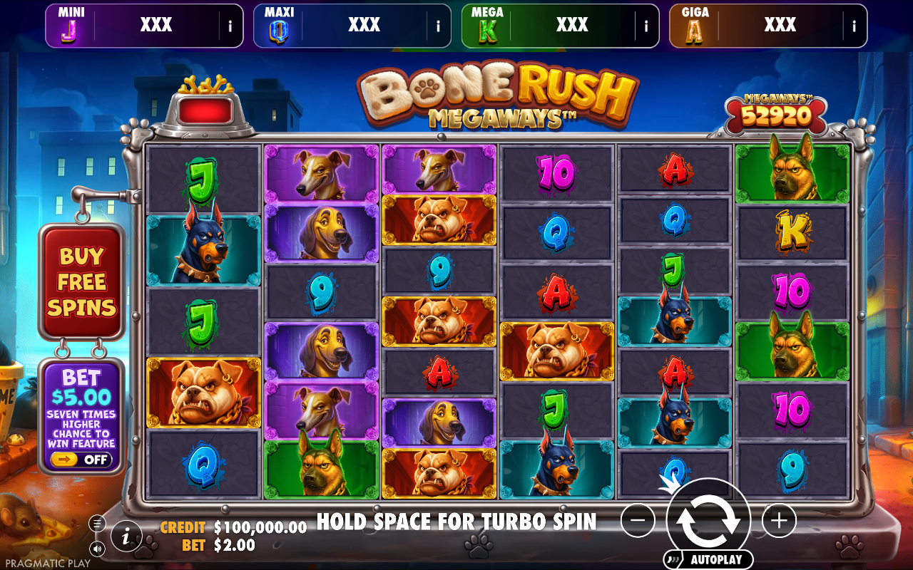 Bone Rush Megaways - Oranje Jackpot base game