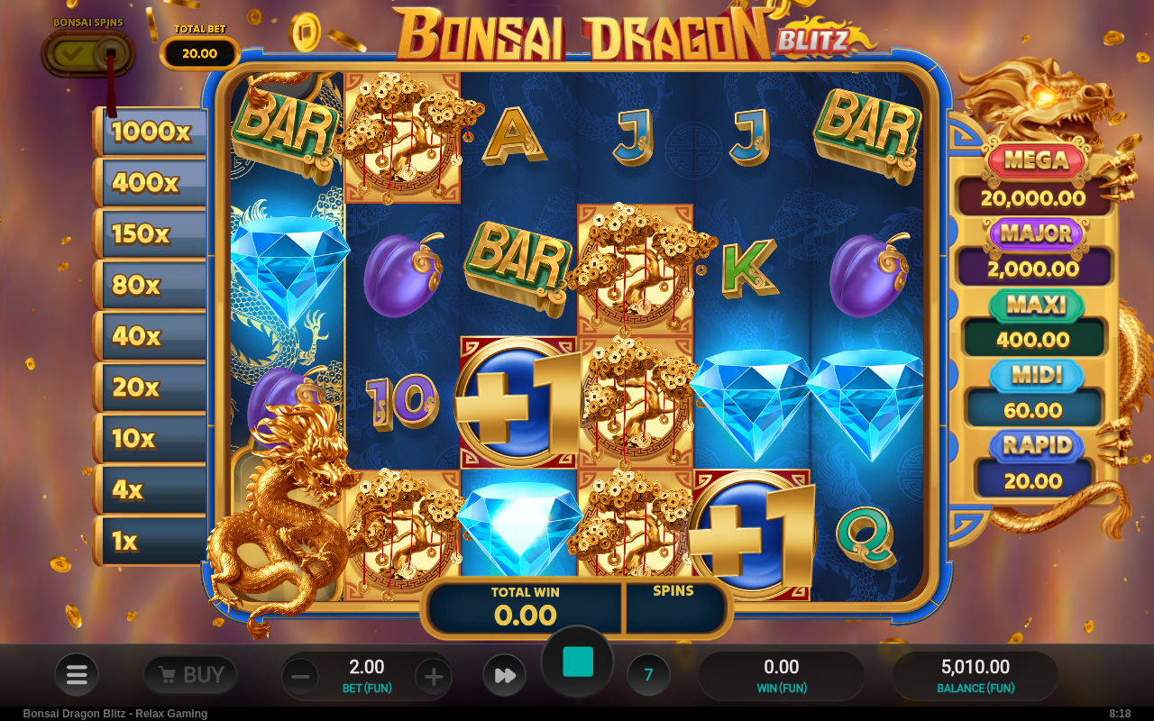 Bonsai Dragon Blitz gameplay