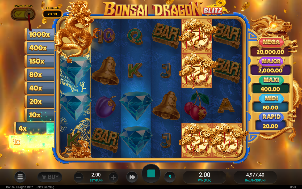 Bonsai Dragon Blitz gameplay