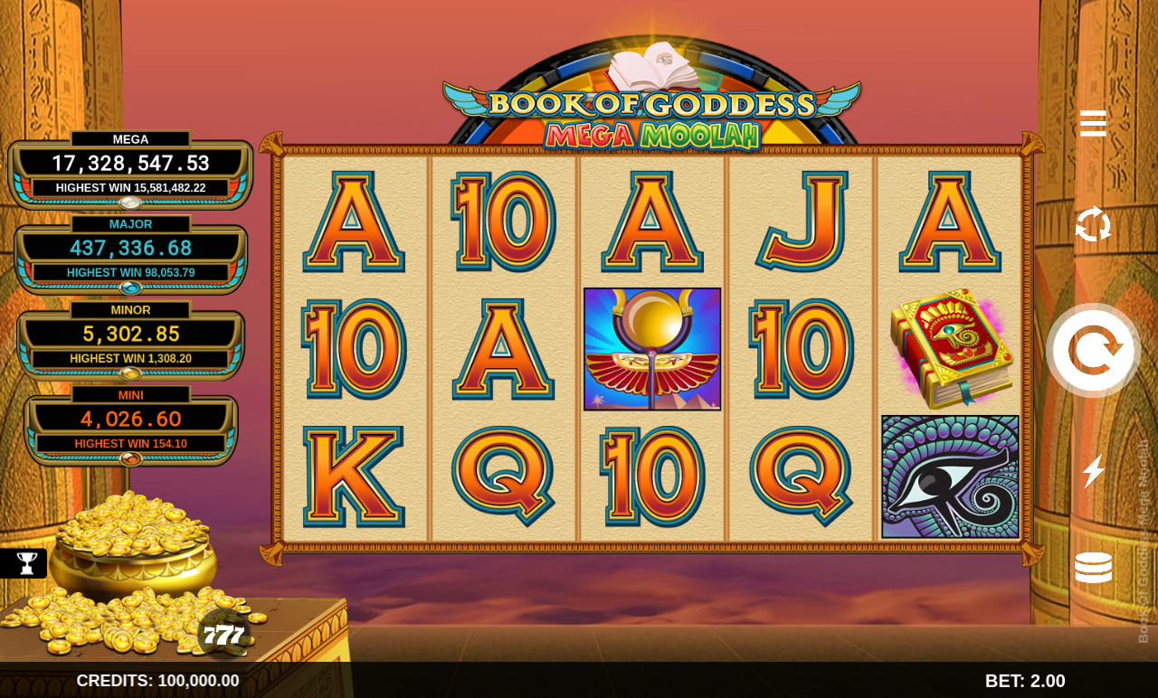 Book of Goddess Mega Moolah base game