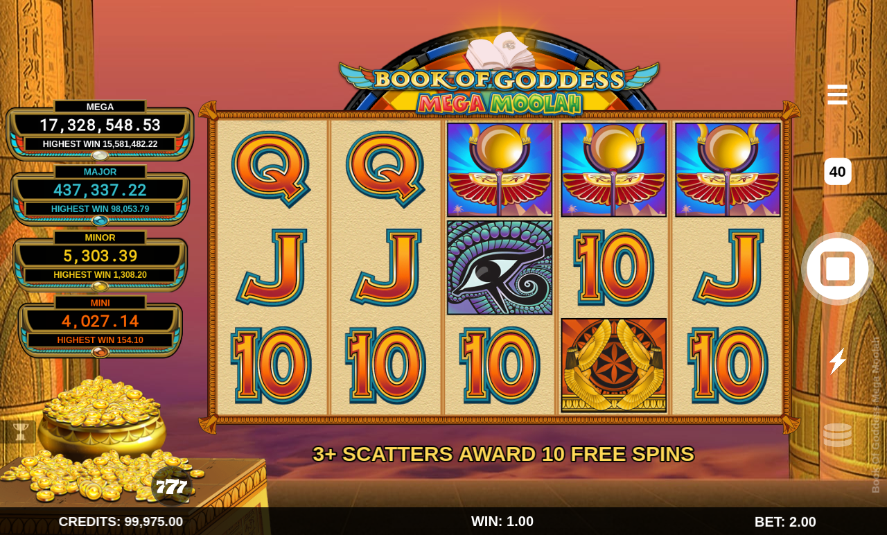 Book of Goddess Mega Moolah gameplay