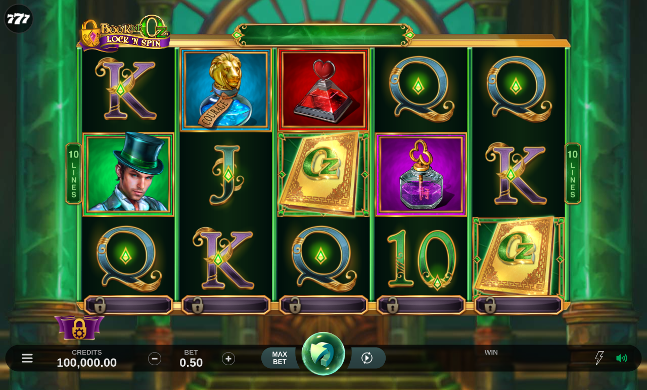 Book of Oz Lock N Spin base game