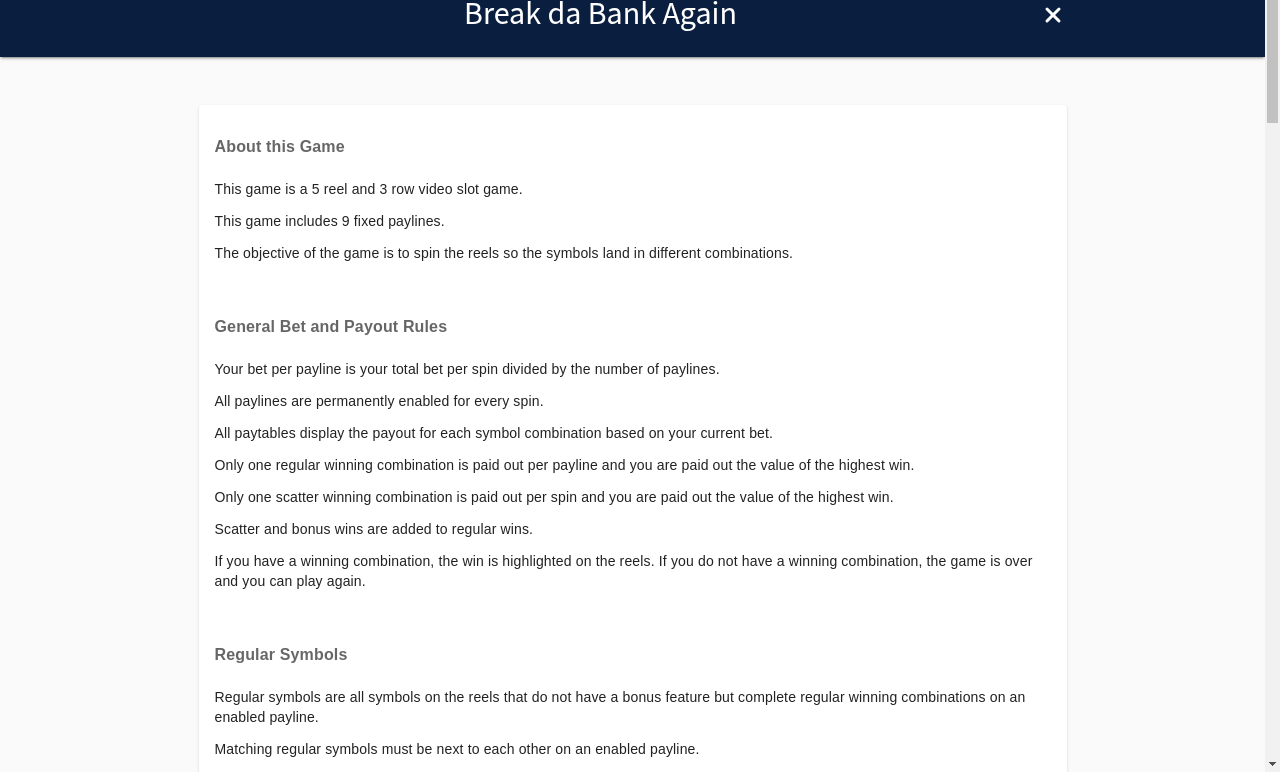 Break da Bank Again wild and scatter rules