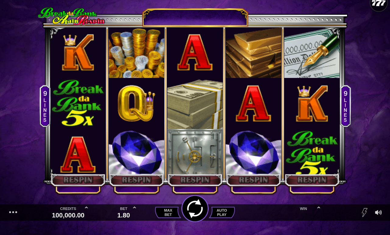 Break Da Bank Again Respin base game