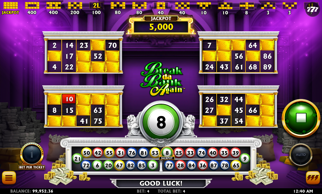 Break da Bank Again Video Bingo gameplay