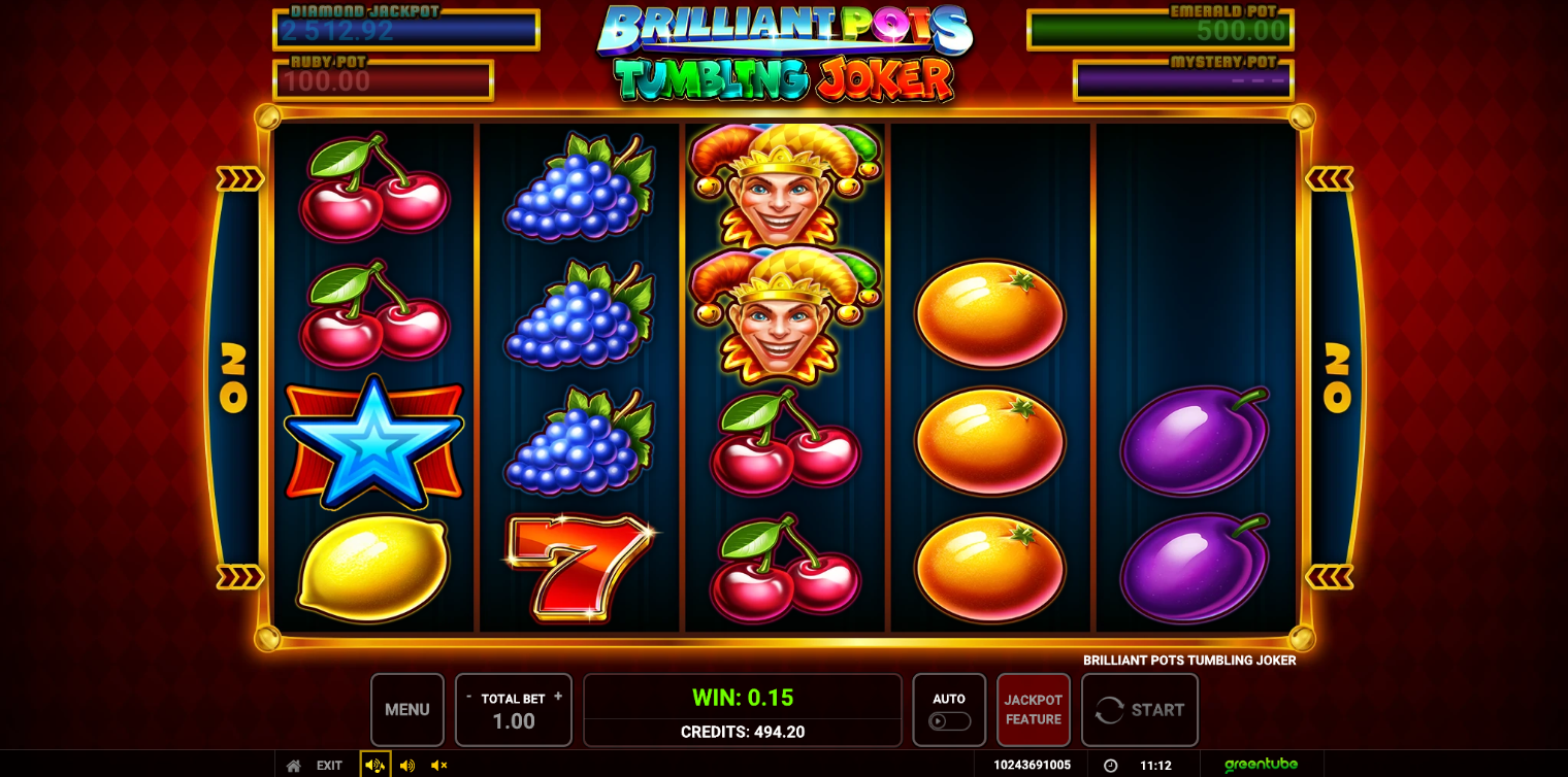 Brilliant Pots Tumbling Joker cascade feature